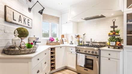 Country kitchen with plenty of storage.