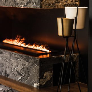 Modern design for home fireplace.