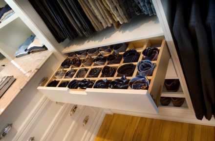 Staging of custom-made white furniture.