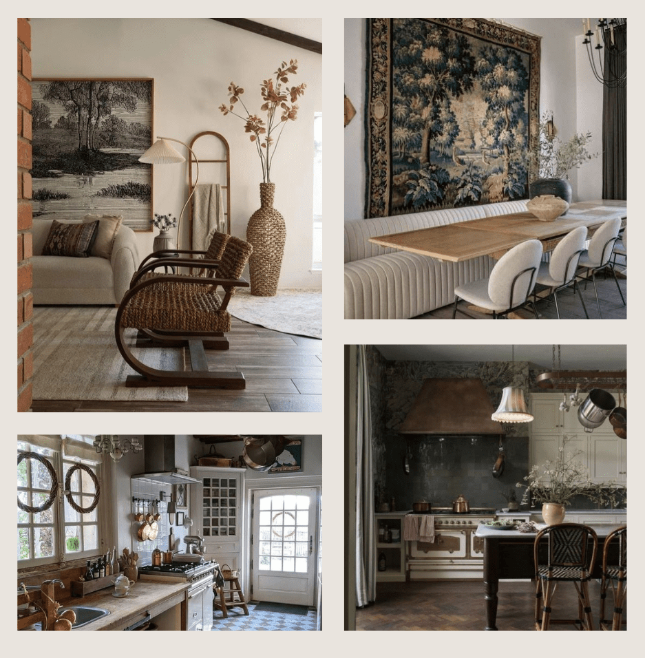 Montage de quelques tendances de cuisine en 2024 de style historique.