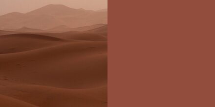 Terracotta Coucher de soleil du Kalahari (MQ1-25), teinte chaude inspirée du style Mid-Century, mise en avant dans la palette Tendance Couleur 2025 de BEHR.